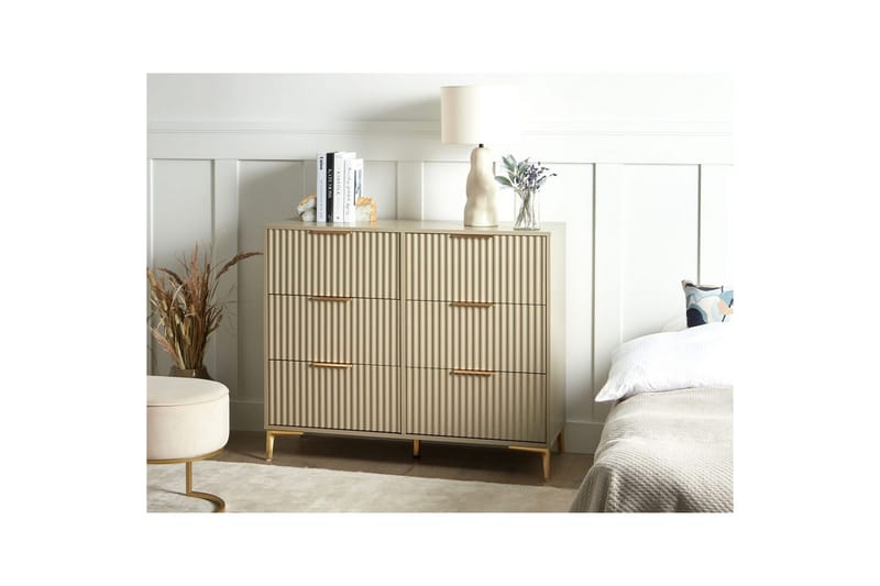 Kommode Walcott Beige, guld - Beige, guld - Møbler - Borde - Aflastningsbord - Entrébord