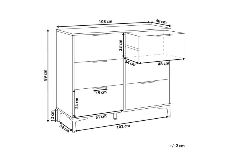 Kommode Walcott Beige, guld - Beige, guld - Møbler - Borde - Aflastningsbord - Entrébord