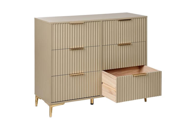 Kommode Walcott Beige, guld - Beige, guld - Møbler - Borde - Aflastningsbord - Entrébord