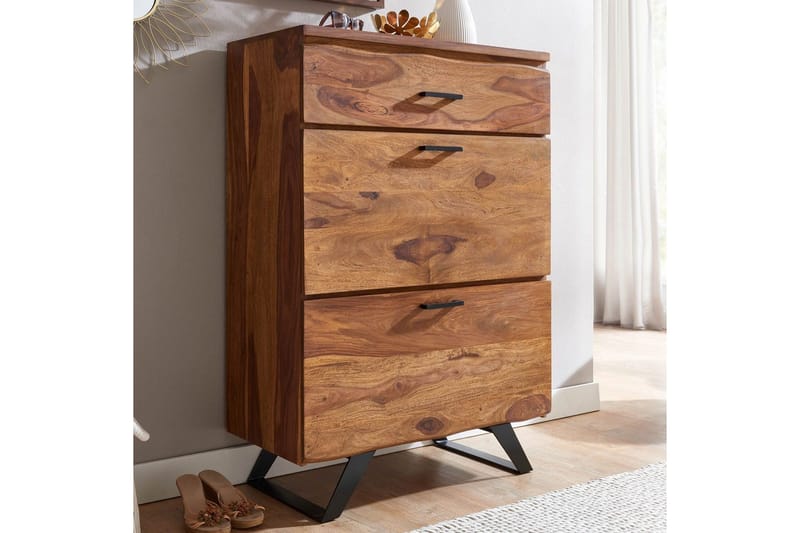 Kommode Wohnling Massivt træ med 5 skuffer, trækant, landhus - Opbevaring - Opbevaringsmøbler - Kommode - Entrékommode