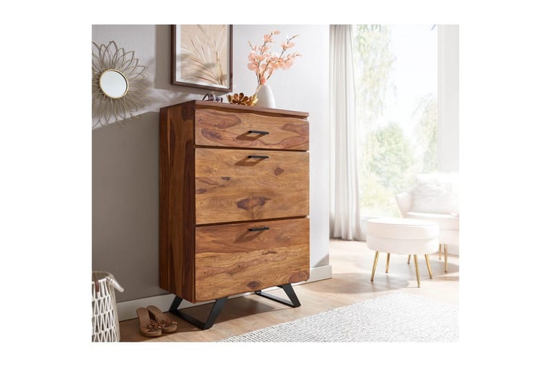 Kommode Wohnling Massivt træ med 5 skuffer, trækant, landhus - Opbevaring - Opbevaringsmøbler - Kommode - Entrékommode