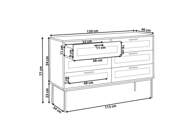 Kommode Pasco med 6 skuffer - Opbevaring - Opbevaringsmøbler - Kommode