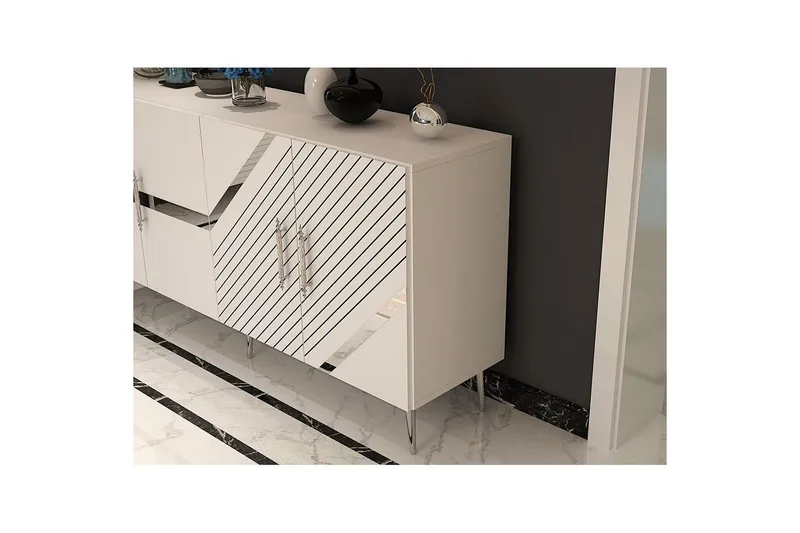 Konsol Bielany Hvid / Sølv - Hvid / Sølv - Møbler - Borde - Aflastningsbord - Entrébord