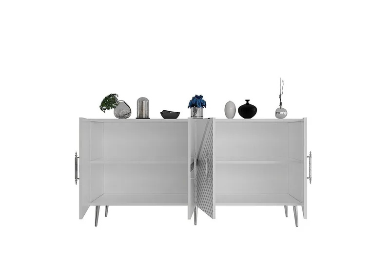 Konsol Bielany Hvid / Sølv - Hvid / Sølv - Møbler - Borde - Aflastningsbord - Entrébord