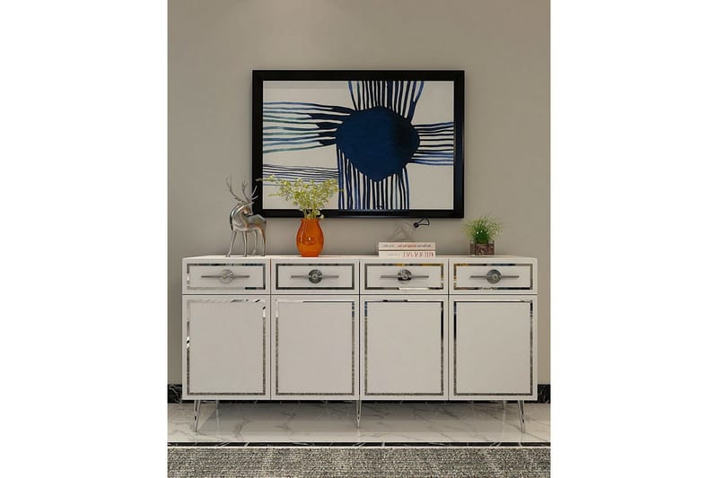 Konsol Colomieuy Hvid / Sølv - Hvid / Sølv - Møbler - Borde - Aflastningsbord - Entrébord