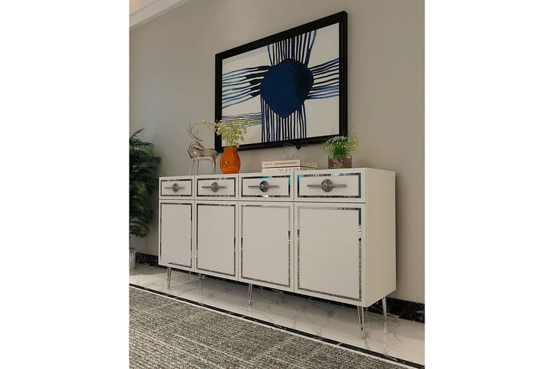 Konsol Colomieuy Hvid / Sølv - Hvid / Sølv - Møbler - Borde - Aflastningsbord - Entrébord