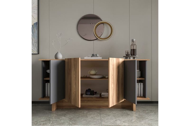 Konsol Diannare Antracit / Valnød - Antracit / Valnød - Møbler - Borde - Aflastningsbord - Entrébord