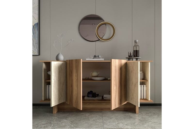 Konsol Diannare Travertin / Valnød - Travertin / Valnød - Møbler - Borde - Aflastningsbord - Entrébord