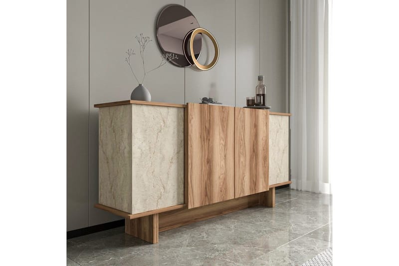 Konsol Diannare Travertin / Valnød - Travertin / Valnød - Møbler - Borde - Aflastningsbord - Entrébord