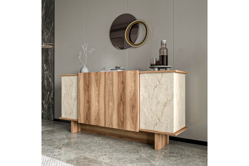 Konsol Diannare Travertin / Valnød - Travertin / Valnød - Møbler - Borde - Aflastningsbord - Entrébord