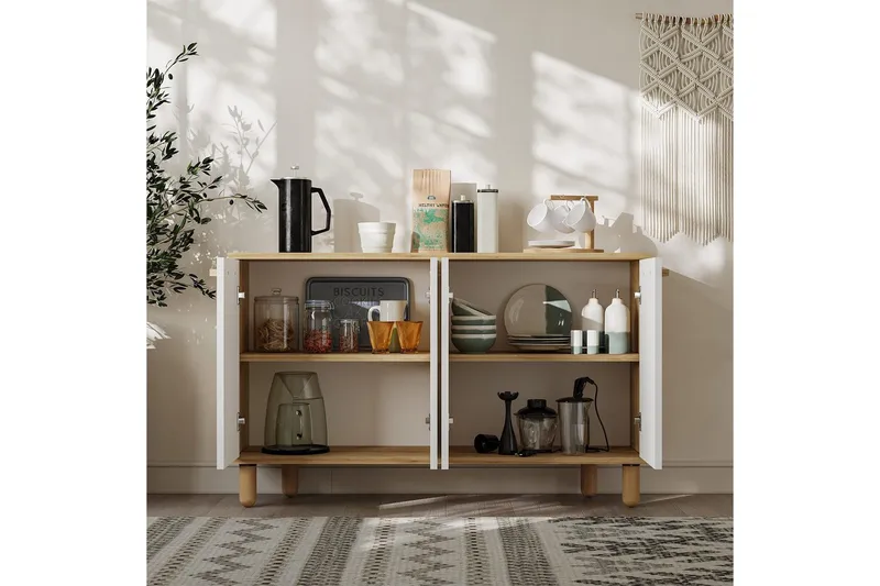 Konsol Hungirr Sudamal Eg / Hvid - Sudamal Eg / Hvid - Møbler - Borde - Aflastningsbord - Entrébord