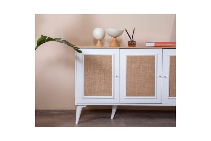 Konsol Jatinder Hvid / Eg - Mellemfarvet træ/Hvid - Møbler - Borde - Aflastningsbord - Entrébord