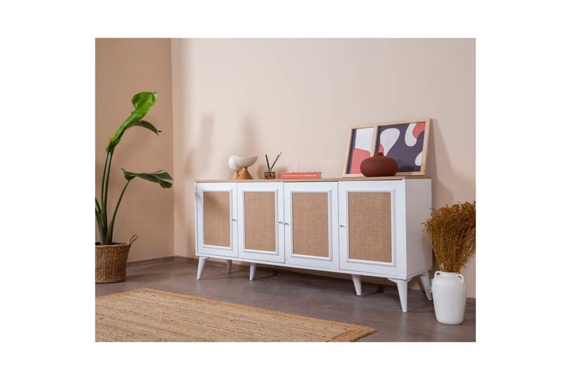 Konsol Jatinder Hvid / Eg - Mellemfarvet træ/Hvid - Møbler - Borde - Aflastningsbord - Entrébord