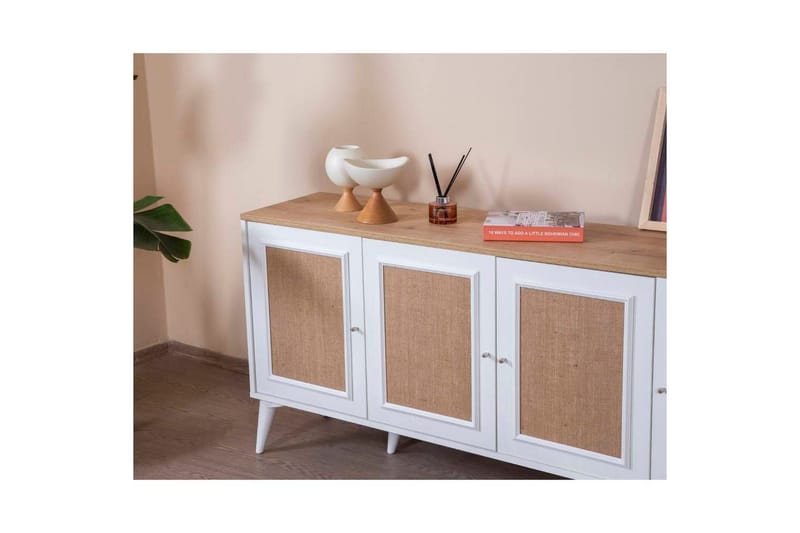 Konsol Jatinder Hvid / Eg - Mellemfarvet træ/Hvid - Møbler - Borde - Aflastningsbord - Entrébord
