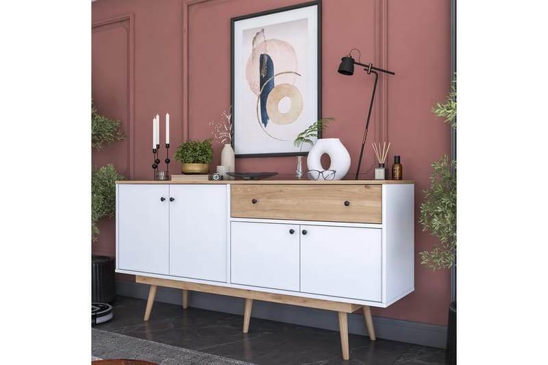 Konsol Miraenis Valnød / Hvid - Mørkebrun/Hvid - Møbler - Borde - Aflastningsbord - Entrébord