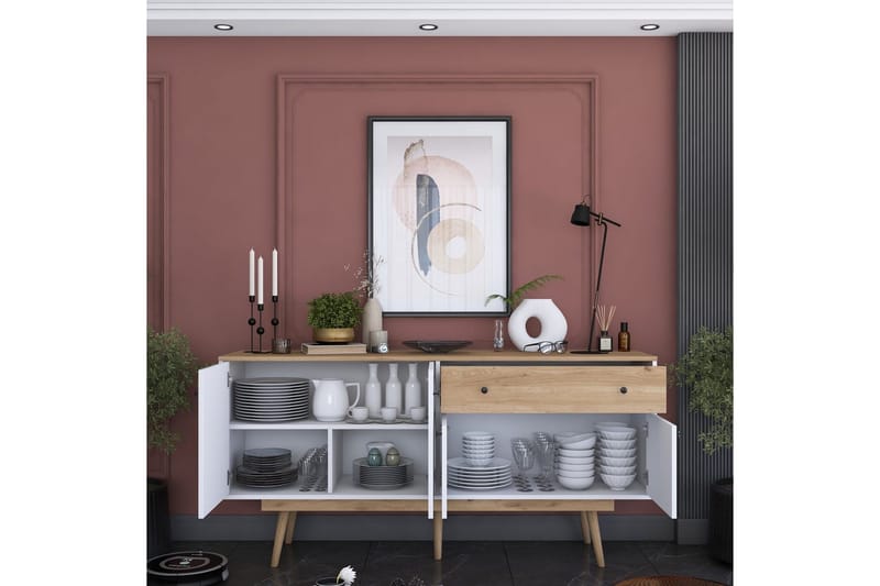 Konsol Miraenis Valnød / Hvid - Mørkebrun/Hvid - Møbler - Borde - Aflastningsbord - Entrébord