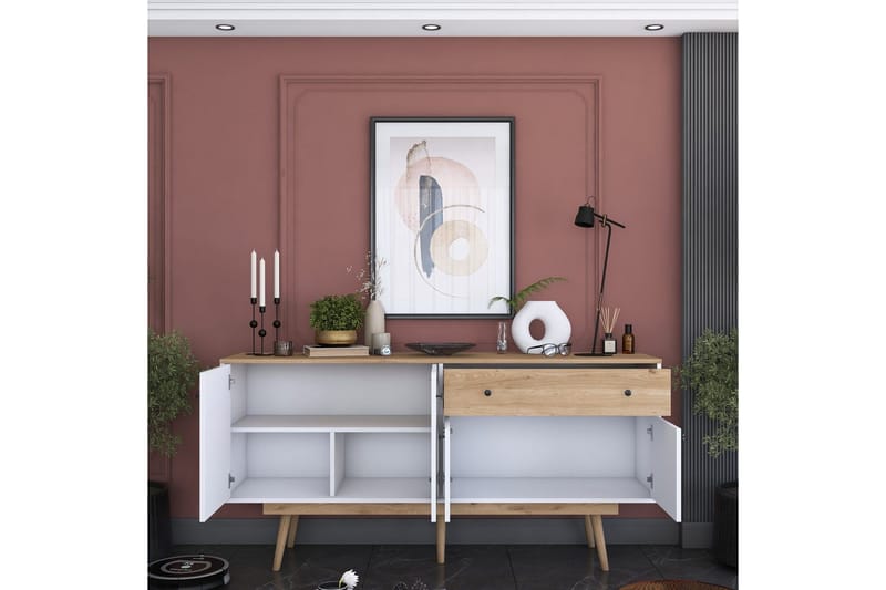 Konsol Miraenis Valnød / Hvid - Mørkebrun/Hvid - Møbler - Borde - Aflastningsbord - Entrébord