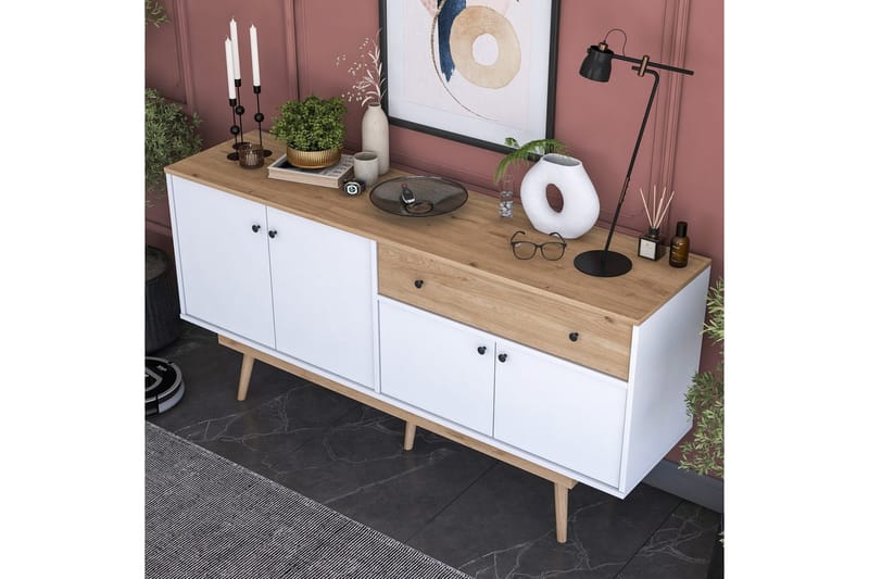 Konsol Miraenis Valnød / Hvid - Mørkebrun/Hvid - Møbler - Borde - Aflastningsbord - Entrébord