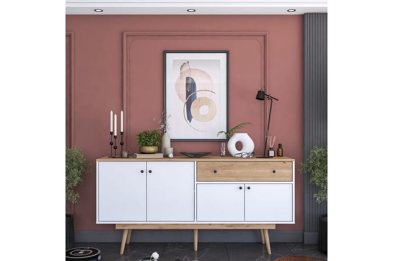 Konsol Miraenis Valnød / Hvid - Mørkebrun/Hvid - Møbler - Borde - Aflastningsbord - Entrébord