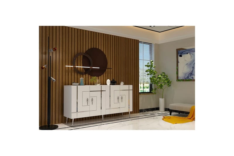 Konsol Safidonya Hvid / Sølv - Hvid / Sølv - Møbler - Borde - Aflastningsbord - Entrébord