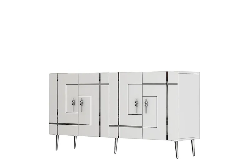 Konsol Safidonya Hvid / Sølv - Hvid / Sølv - Møbler - Borde - Aflastningsbord - Entrébord