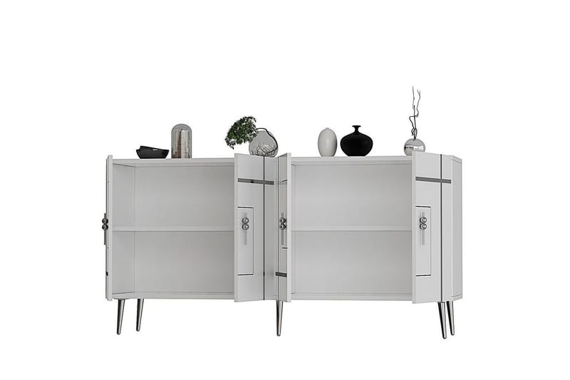 Konsol Safidonya Hvid / Sølv - Hvid / Sølv - Møbler - Borde - Aflastningsbord - Entrébord