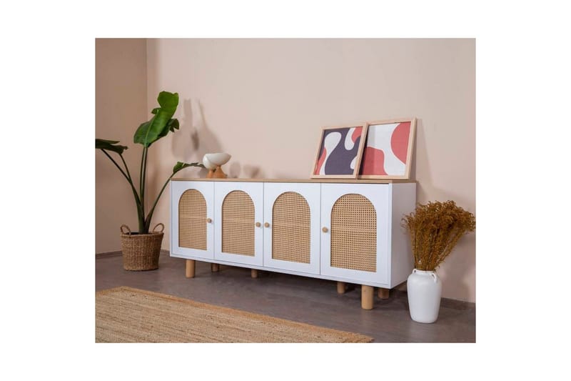 Konsol Terra Hvid / Eg - Mellemfarvet træ/Hvid - Møbler - Borde - Aflastningsbord - Entrébord