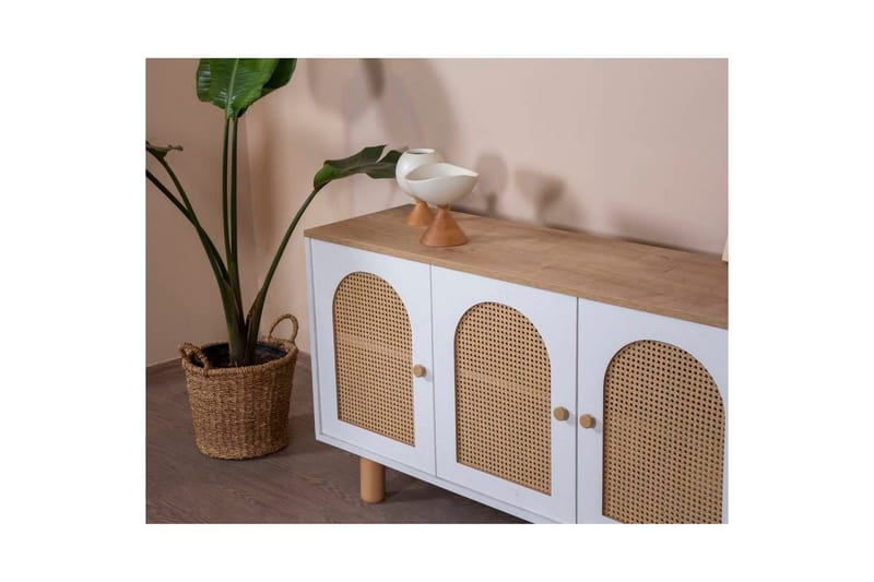 Konsol Terra Hvid / Eg - Mellemfarvet træ/Hvid - Møbler - Borde - Aflastningsbord - Entrébord