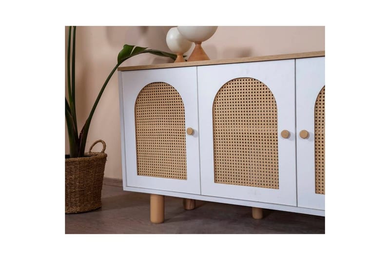 Konsol Terra Hvid / Eg - Mellemfarvet træ/Hvid - Møbler - Borde - Aflastningsbord - Entrébord