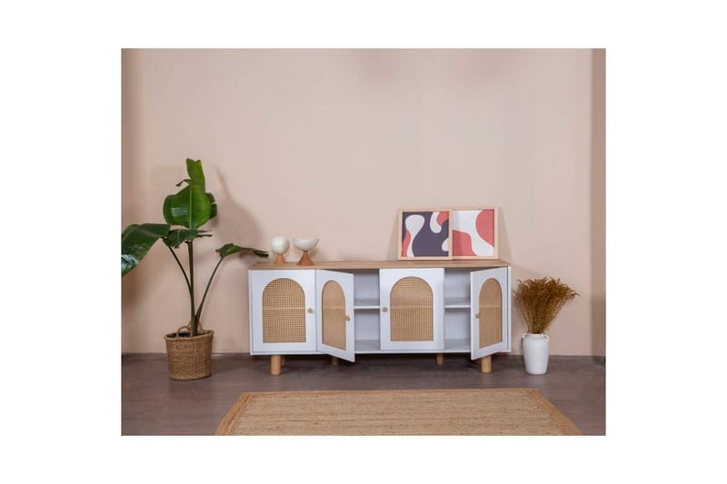 Konsol Terra Hvid / Eg - Mellemfarvet træ/Hvid - Møbler - Borde - Aflastningsbord - Entrébord