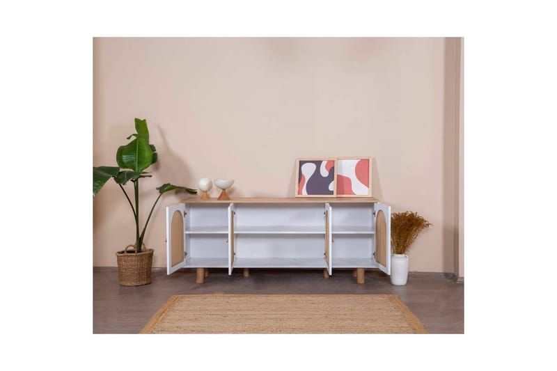 Konsol Terra Hvid / Eg - Mellemfarvet træ/Hvid - Møbler - Borde - Aflastningsbord - Entrébord
