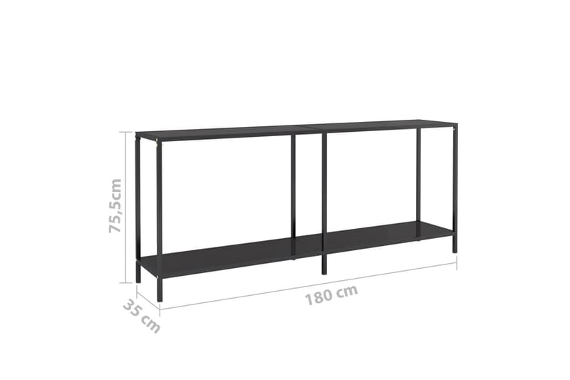 konsolbord 180x35x75,5 cm hærdet glas sort - Sort - Møbler - Borde - Aflastningsbord - Konsolbord & sidebord