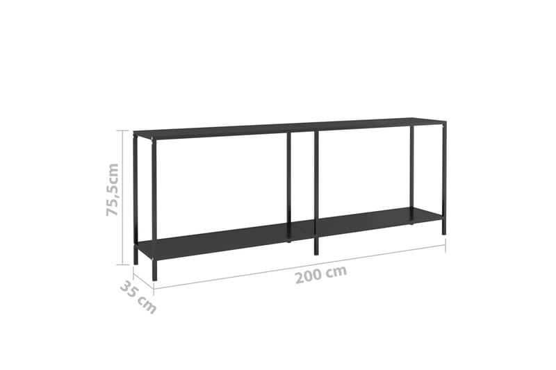 konsolbord 200x35x75,5 cm hærdet glas sort - Sort - Møbler - Borde - Aflastningsbord - Konsolbord & sidebord