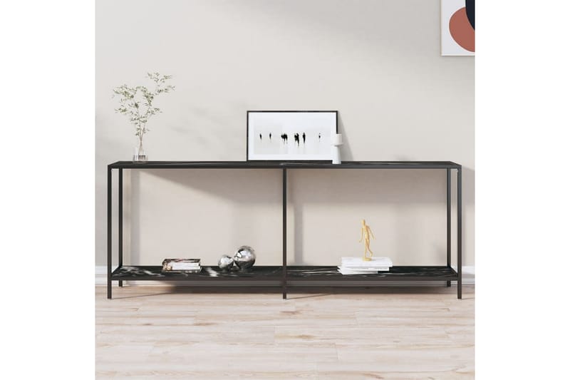 konsolbord 200x35x75,5 cm hærdet glas sort - Sort - Møbler - Borde - Aflastningsbord - Konsolbord & sidebord