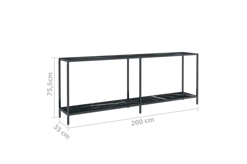 konsolbord 200x35x75,5 cm hærdet glas sort - Sort - Møbler - Borde - Aflastningsbord - Konsolbord & sidebord