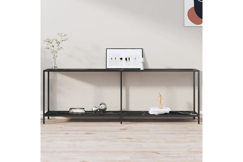 konsolbord 220x35x75,5 cm hærdet glas sort - Sort - Møbler - Borde - Aflastningsbord - Konsolbord & sidebord