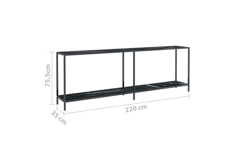 konsolbord 220x35x75,5 cm hærdet glas sort - Sort - Møbler - Borde - Aflastningsbord - Konsolbord & sidebord