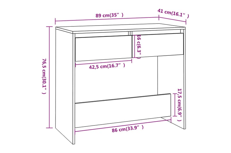 konsolbord 89x41x76,5 cm stål sort - Sort - Møbler - Borde - Aflastningsbord - Konsolbord & sidebord
