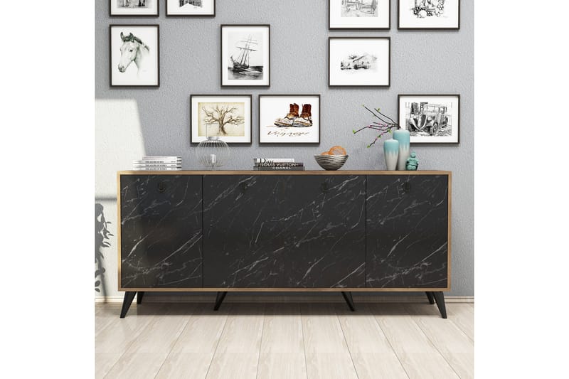 Athodna Konsolbord 180 cm - Mørkebrun/Sort/Natur - Møbler - Borde - Aflastningsbord - Konsolbord & sidebord