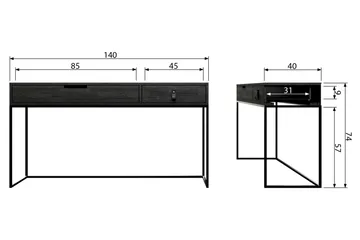 Atila Aflastningsbord 140 cm - Sort Eg - Møbler - Borde - Aflastningsbord - Konsolbord & sidebord