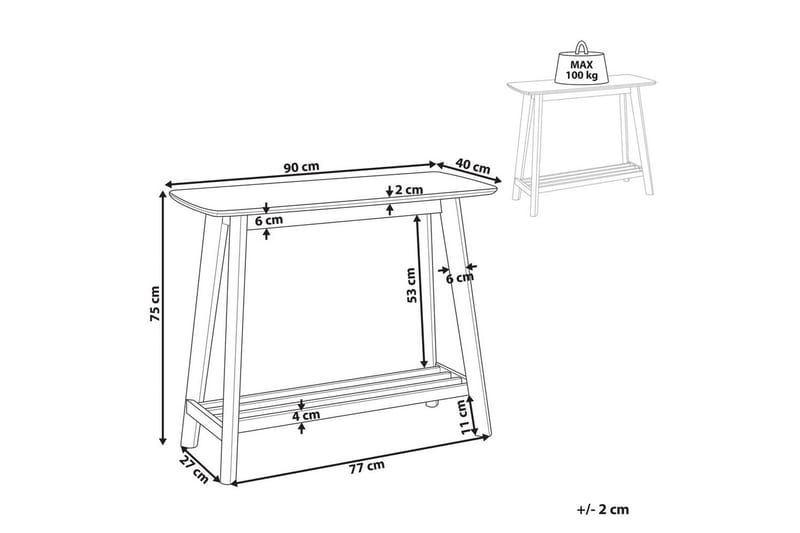 Konsolbord Beliani Tulare Light wood - Møbler - Borde - Aflastningsbord - Entrébord