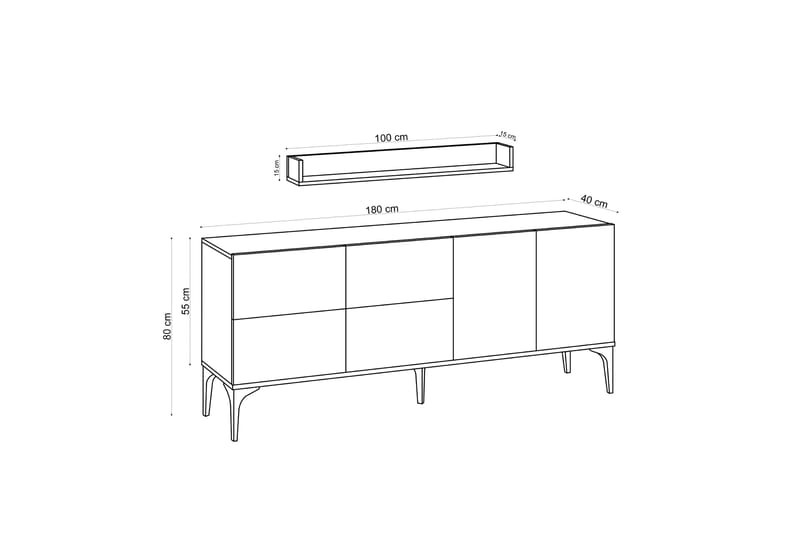 Cerreta Konsolbord 180 cm - Blå / Natur - Entrébord - Konsolbord & sidebord