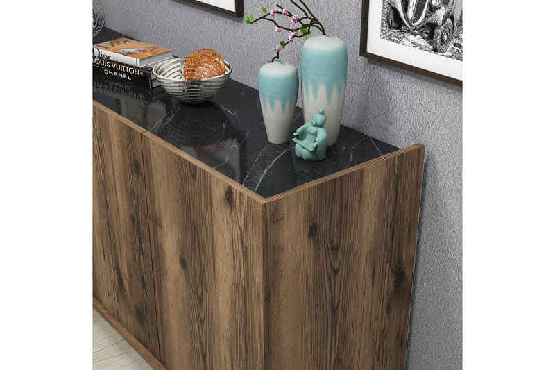 Challur Konsolbord 180 cm - Mørkebrun/Sort/Natur - Møbler - Borde - Aflastningsbord - Konsolbord & sidebord
