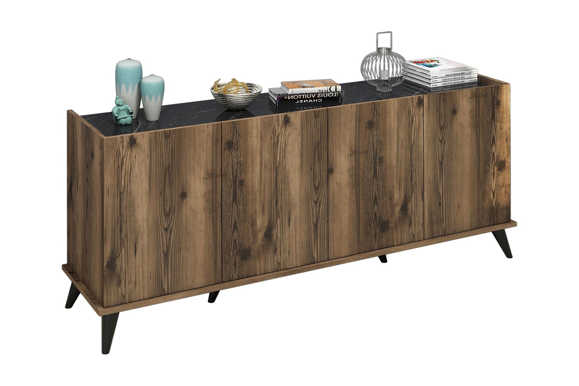 Challur Konsolbord 180 cm Mørkebrun/Sort/Natur - Møbler | Trademax
