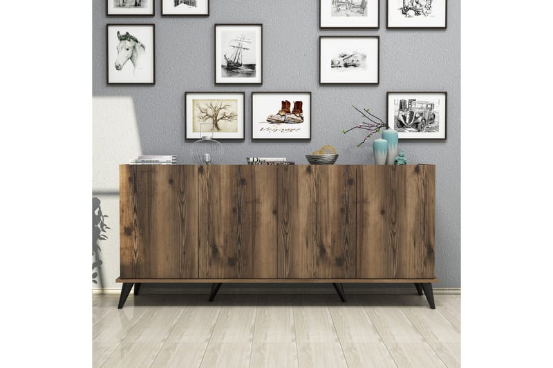 Challur Konsolbord 180 cm - Mørkebrun/Sort/Natur - Møbler - Borde - Aflastningsbord - Konsolbord & sidebord