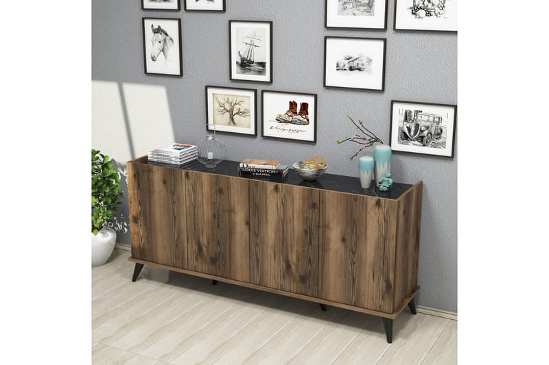 Challur Konsolbord 180 cm - Mørkebrun/Sort/Natur - Møbler - Borde - Aflastningsbord - Konsolbord & sidebord