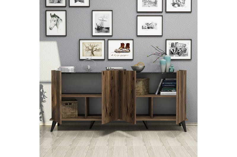 Challur Konsolbord 180 cm - Mørkebrun/Sort/Natur - Møbler - Borde - Aflastningsbord - Konsolbord & sidebord