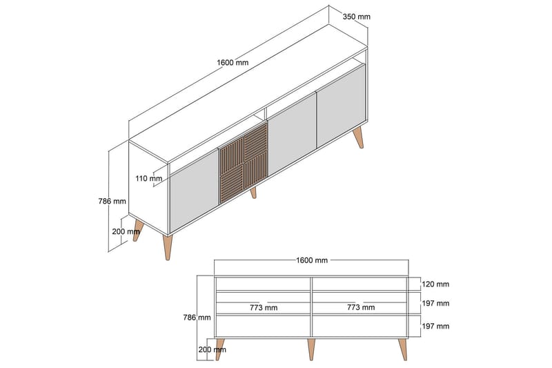 Desgrar Konsolbord 160x78 cm - Hvid - Møbler - Borde - Aflastningsbord - Konsolbord & sidebord
