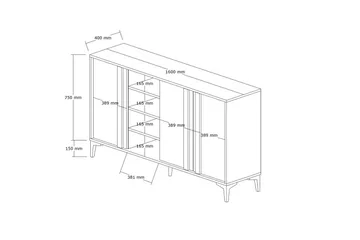 Dora Konsolbord 160 cm - Antracit - Opbevaring - Opbevaringsmøbler - Skænke & sideboards