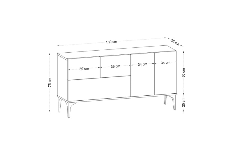 Glise Konsolbord 150 cm - Sort/Hvid - Entrébord - Konsolbord & sidebord